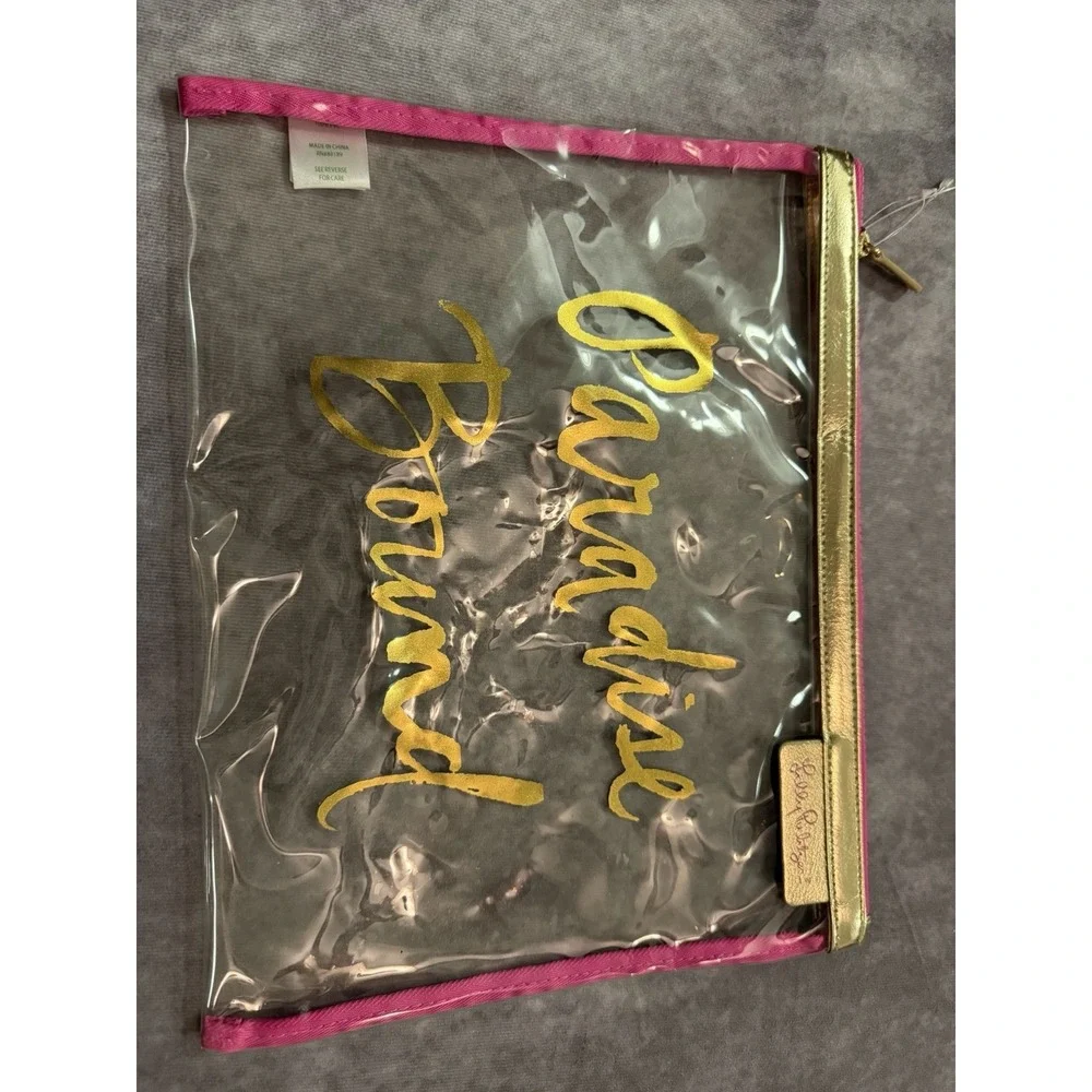 Lilly Pulitzer Paradise Bound Clear Vinyl Travel Pouch / Makeup Cosmetic Bag
